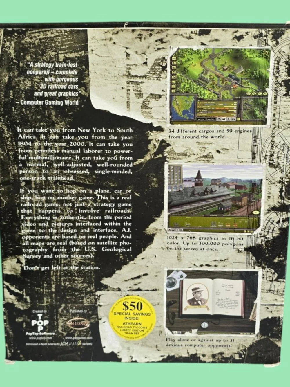 Railroad Tycoon II 2 (Poptop, 1998) CD-ROM Big Box Strategy Sim Game